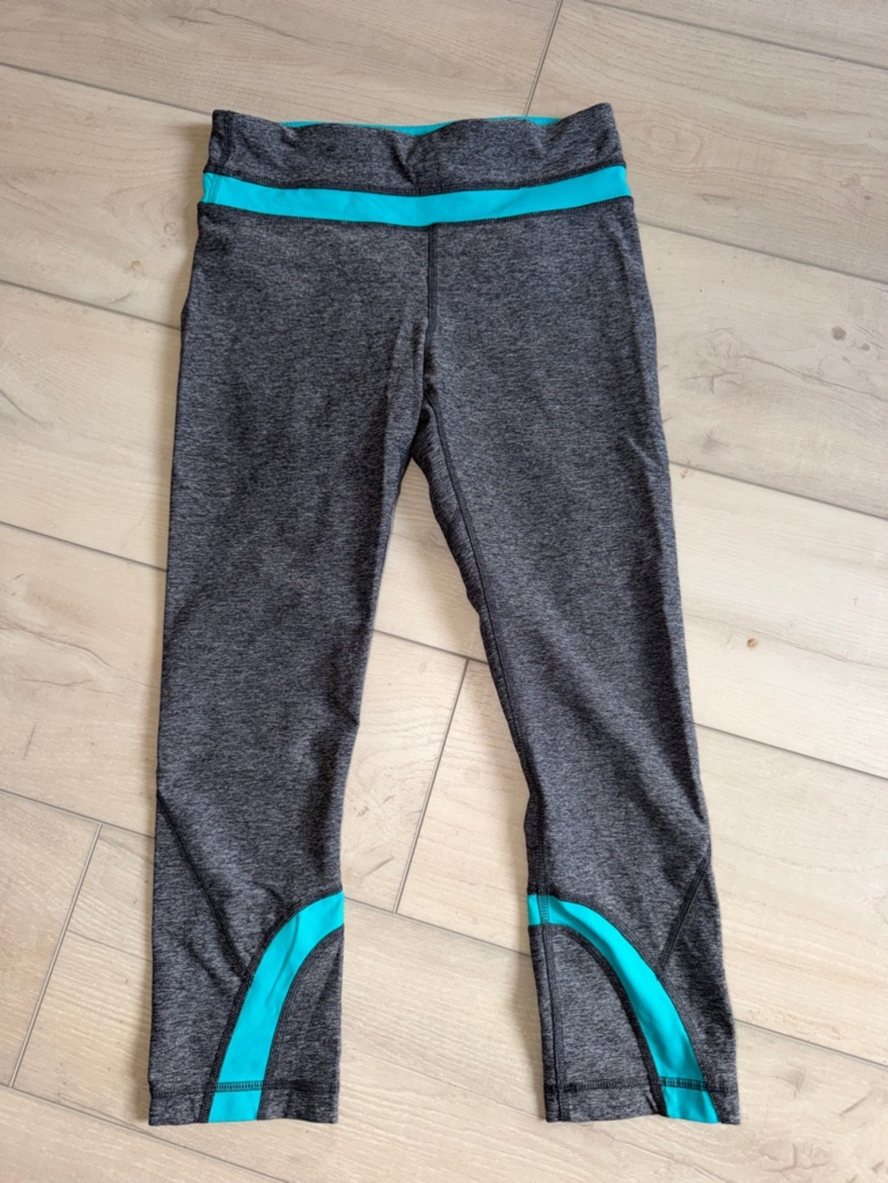 lululemon athletica Charcoal Capri Leggings with Teal Accents